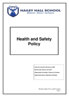 Health and Safety Policy – Review Spring 2023