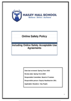 Online Safety Policy – Review Spring Term 2023