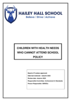 Children With Health Needs Who Cannot Attend School (Replaces ESTMA) – Review Autumn 2023
