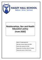 Relationships and Sex Education Policy – Review Spring Term 2025