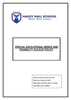 SEN (Special Educational Needs) & Disability Policy – Review Spring 2025