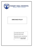 Grievance Policy for School Staff – Review Spring Term 2025
