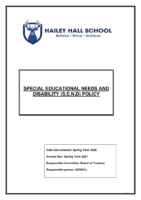 SEN (Special Educational Needs) & Disability Policy – Spring 2027